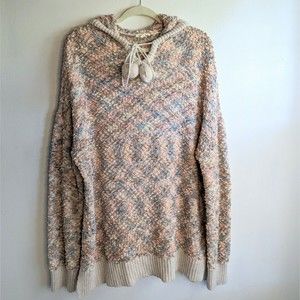 Oddi Multi Light colored Popcorn Texture Women's Size 1X Pullover Hoodie Sweater